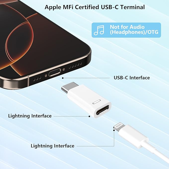 [Apple MFi Certified] Lightning to USB-C Adapter, Stuffcool 4Pack Lightning Female to Type-C Male Digital Connector PD 35W Type-C Fast Charging for iPhone 17/17 Air/17 Pro/17 Pro Max/16/16 Pro/15/iPad