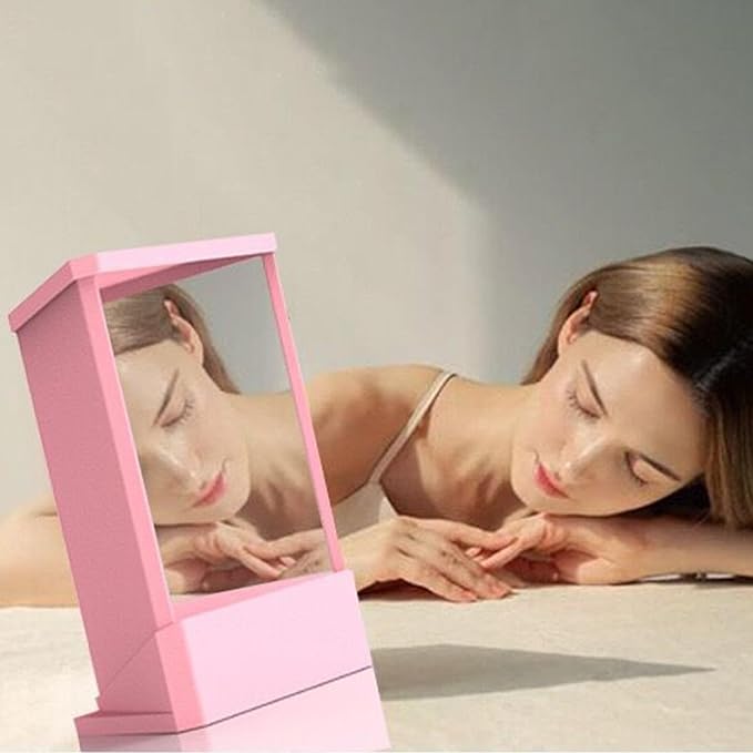 Non-Reversing Mirror, Professional Mirror Precision True Vanity Makeup Mirrors Non-Magnifying Tabletop Mirrors for Accurate Reflections Pink L