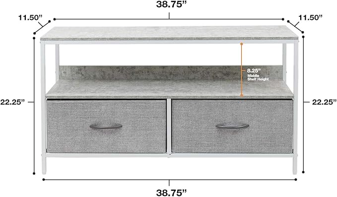 Sorbus TV Stand Dresser with 2 Drawers - Television Riser Chest with Storage - Bedroom, Living Room, Closet, & Dorm Furniture