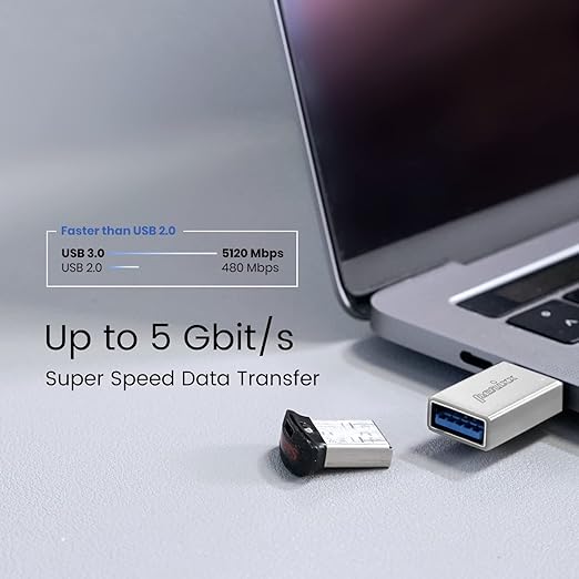 Perixx PERIPRO-404 USB C Male to USB A Female Adapter - USB 3.0 Spec for Smartphone, Tablets, Laptop, and Desktops Computer - Silver (11765)
