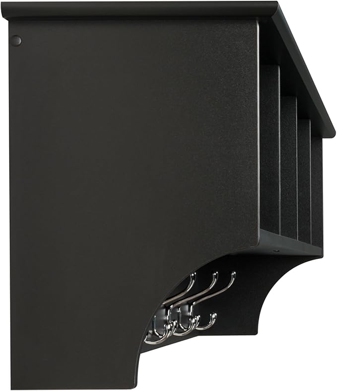 Prepac 60" Contemporary Wall Mounted Coat Rack, Coat Hooks Wall Mount with 4 Shelves, Ideal for Hallway or Entryway Storage Solution, 11.5"D x 60"W x 16.5"H, Black