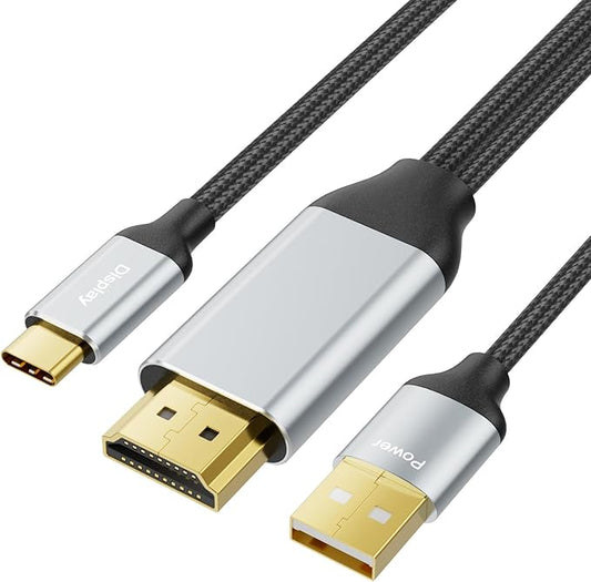 HDMI to USB C Cable Adapter 4K@60Hz 6FT, HDMI 2.0 Input to USB Type C Output Display Converter, USB Powered, Compatible with Xreal Air, Nreal Air, Steam Deck Dock, PS5, Xbox, PC, Portable Monitor