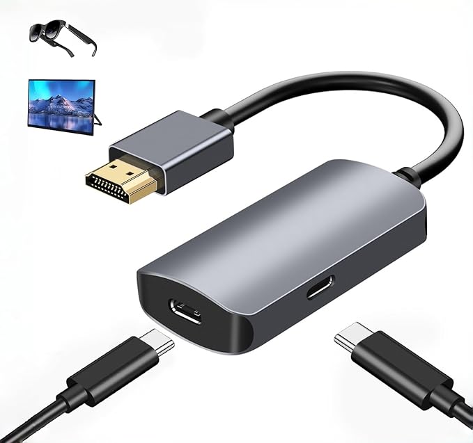 HDMI to USB C Adapter, 4K@60Hz Portable Monitor, AR Glasses XREA 0ne、Air 2 Pro/VTURE Pro/RayN0 Air 2s, HDMI Male(Source) to USB C Female(Display) Laptop,Switch,ROG Ally,Steam Deck