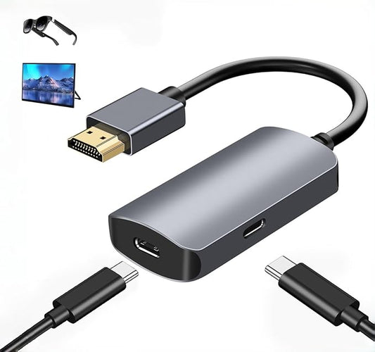 HDMI to USB C Adapter, 4K@60Hz Portable Monitor, AR Glasses XREA 0ne、Air 2 Pro/VTURE Pro/RayN0 Air 2s, HDMI Male(Source) to USB C Female(Display) Laptop,Switch,ROG Ally,Steam Deck