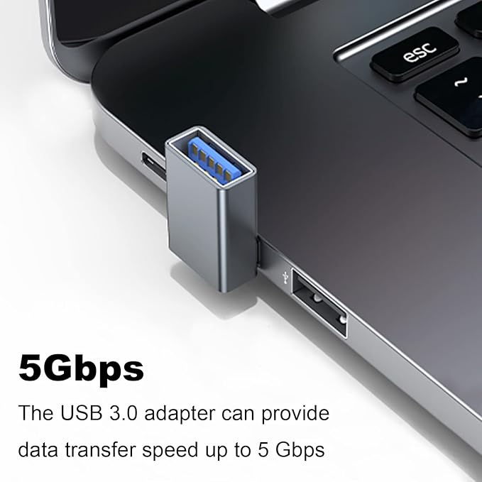 AreMe 90 Degree USB 3.0 Adapter 2 Pack, Up and Down Angle USB A Male to Female Converter Extender for PC, Laptop, USB A Charger, Power Bank and More (Grey)
