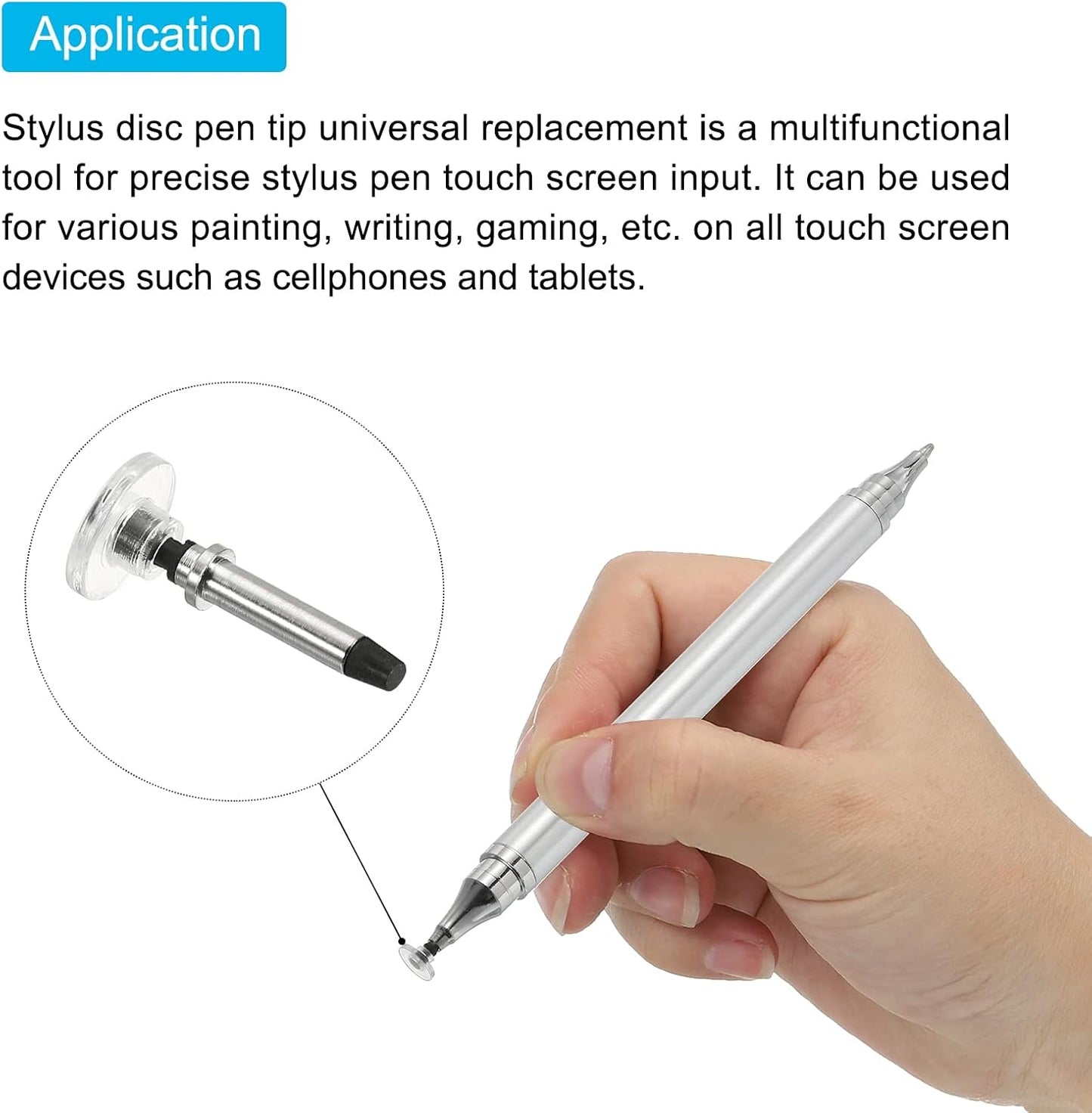 MECCANIXITY 12pcs Universal Replacement Stylus Pen Disc Fine Tips 7mm High Precision for 2 in 1 Capacitive Touch Screen