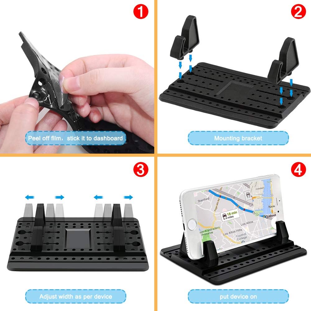 Phone Holder for Car with Air Vent Brush, Universal Silicone Cellphone Mount for Vehicle Mobile Phone GPS