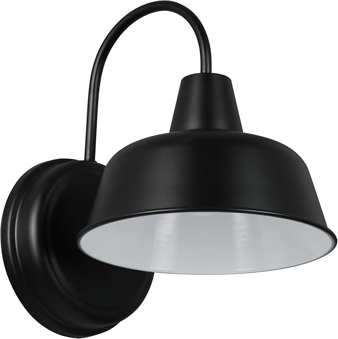 Design House Mason Barn Light Indoor/Outdoor Wall Mount Modern Industrial Farmhouse Wall Light Set for Patio, Garage, Bathroom, Office, Kitchen, 8 inch, Matte Black, 2-Pack, 588855-BLK