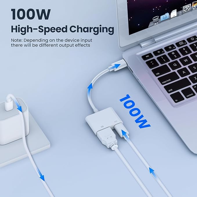Apple USB-C to HDMI Adapter 4K@120Hz for iPhone 15 16 17 to TV, MFi Certified Type-C to HDMI 2.3 Dongle Cord with 100W Fast Charging Port for MacBook Pro/Air, iPad Pro, iMac, Galaxy S25/S24 and More