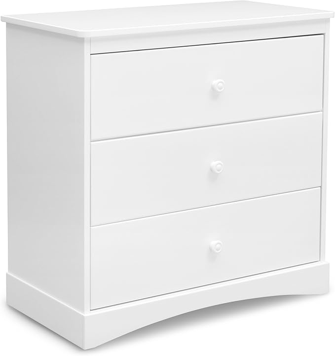 Delta Children Sutton 3 Drawer Dresser with Changing Top and Interlocking Drawers - Greenguard Gold Certified, Bianca White