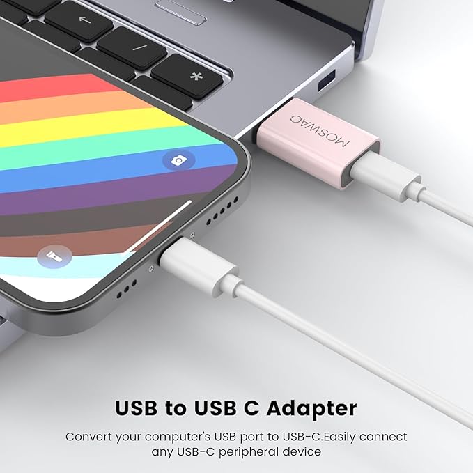 MOSWAG USB C Female to USB Male Adapter, USB C to USB Adapter Compatible with Apple MagSafe Charger, Watch Series Ultra/8/7/se, iMac, MacBook Pro, MacBook, Laptops, PC, Computers and More