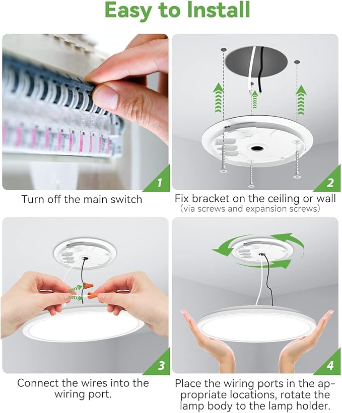 zemty 12Pack 12 Inch LED Flush Mount Ceiling Light, Super Slim 28W 3200lm LED Ceiling Light, 3 Color Temperature in One 3000k/4500k/6000K Round Light Fixture for Bedroom, Kitchen, Dining Room (White)