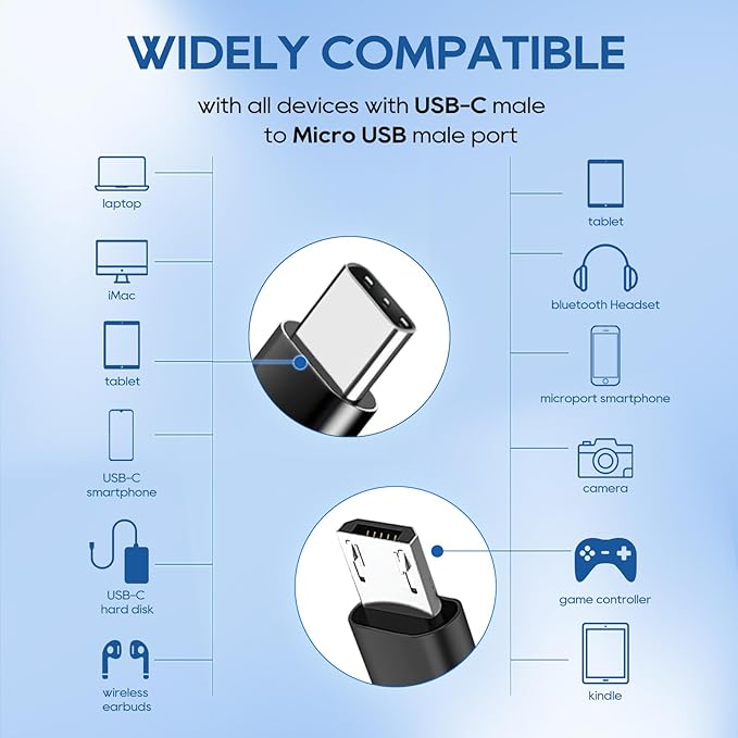 UCEC 3PCS Short USB-C to USB Cable, Braided Type-C Cable, Compatible With: Tablet, Camera, Speaker Phone - Black