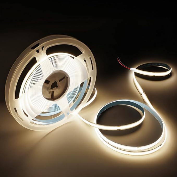 COB LED Strip Lights Neutral White 4000K,32.8ft 24V High CRI 95Ra+ Super Bright,Flexible Tape Lights for Bedroom,Mirror,Kitchen Cabinet, Living Room(Power Supply Not Included)