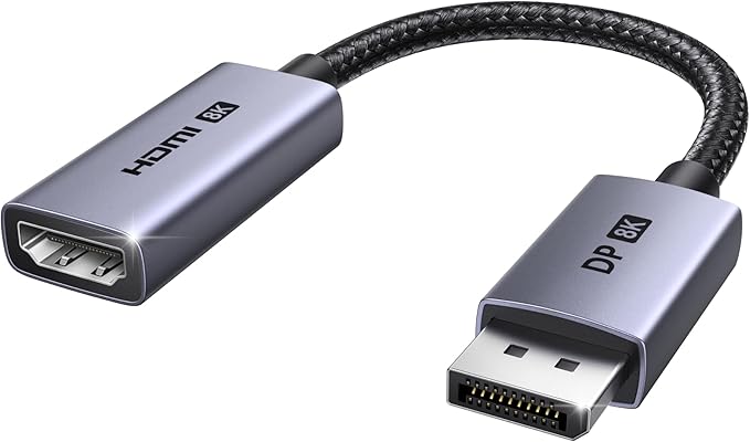 UGREEN 8K@60Hz Active Display Port to HDMI Adapter, Unidirectional DP 1.4 PC to HDMI 2.1 Screen Male to Female Cable, 4K@240Hz/2K@240Hz for Desktop, Projector Compatible with AMD, NVIDIA, 0.66FT