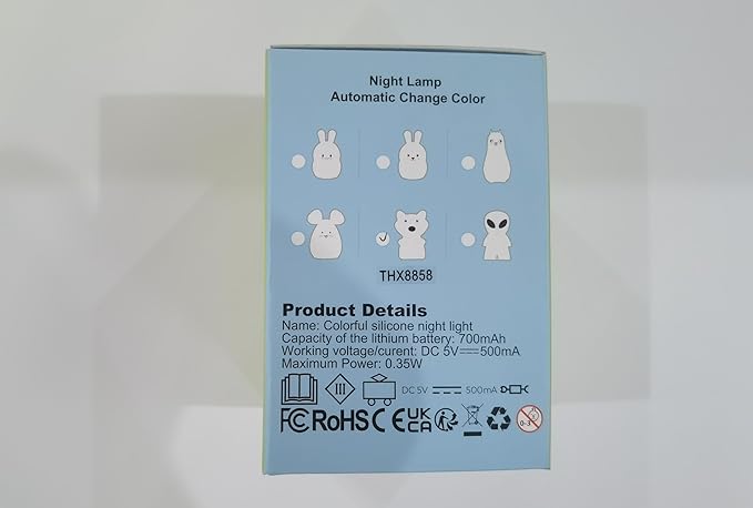 Animal Fox Kids Night Light, Cute Children's Room LED Bedside Rechargeable Child Lamp with Changeable RGB 9 Colors for Boy/Girl/Adult/Baby, Compatible with Touch-Control & Remote Control