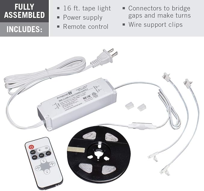 Armacost Lighting 421503 Ribbon Flex Home Dim to Warm LED Tape Light Kit with Remote, 16 ft