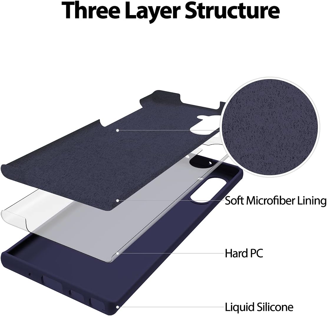 GOOSPERY Liquid Silicone Case for Galaxy Note 10 (2019) - Shockproof Cover with Silky-Soft Touch, Blue Navy