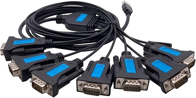 7 Port Professional Prolific CHIP USB to Serial RS232 DB9 Adapter Converter Serial Cable 9-Pin Male to Male with Thumbscrews (W/Thumbscrews, 7 RS232 Port)