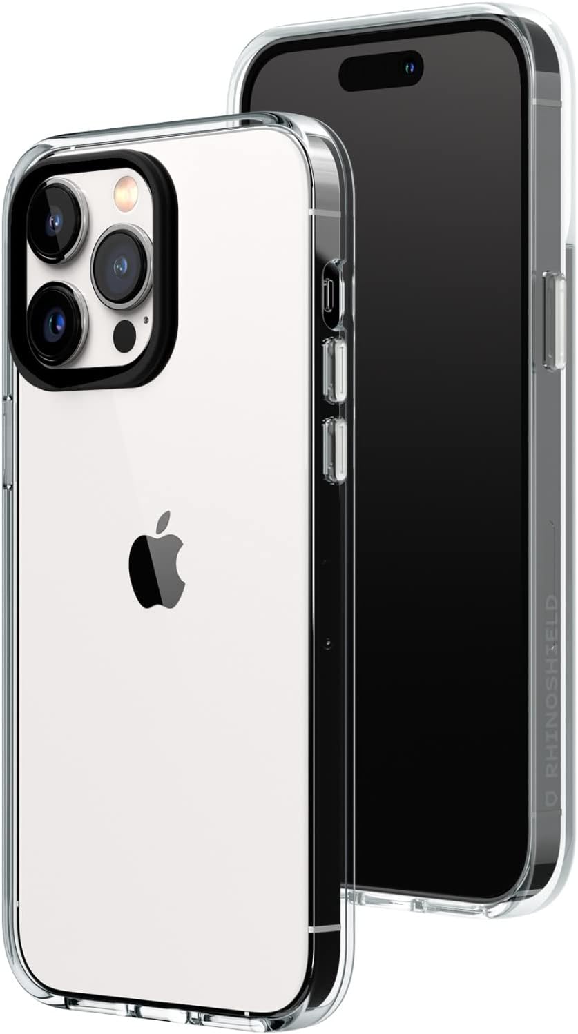 RhinoShield Crystal Clear Case for iPhone 13 Pro Max, Advanced Yellowing Resistance, High Transparency, Black Ring
