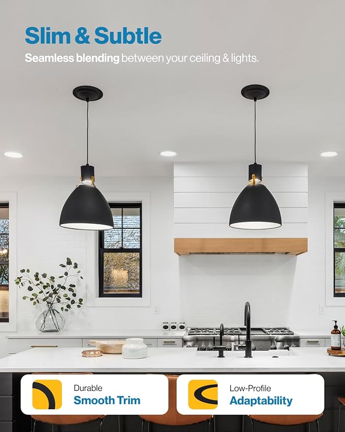 Sunco 12 Pack Goof Rings for 6 Inch Recessed Lights, Flush Mount Black Can Light Trim Ring Cover, Outer Diameter 8.6 Inch, Inner Diameter 6.2 Inch, Paintable Surface, Matte Finish