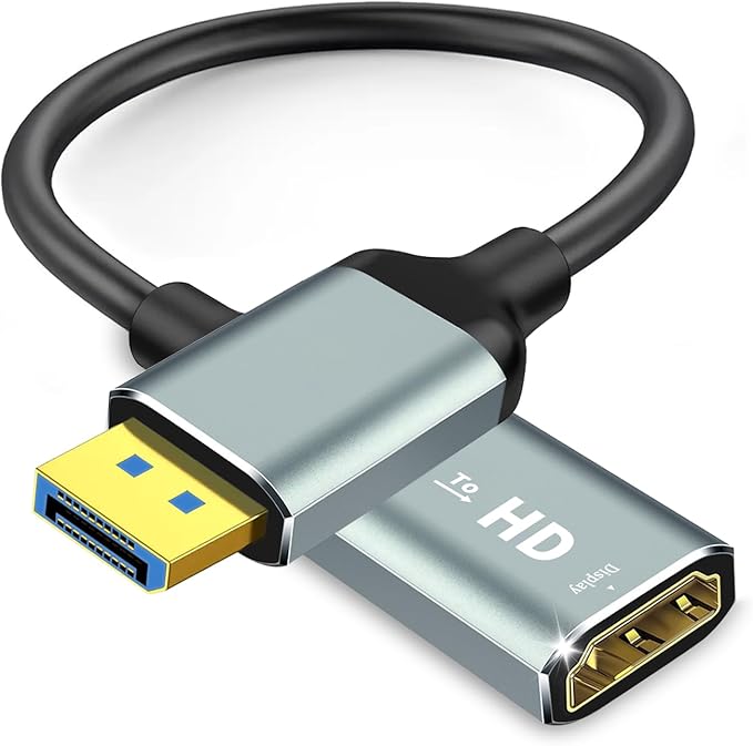 MaxRenard Display Port to HDMI Adapter,DP 1.2 to HDMI 4K 60Hz High Resolution,Audio/Video Sync,Compatible with Dell and HP,DisplayPort to HDMI Converter for HDTVs,Monitors,projectors,Computers