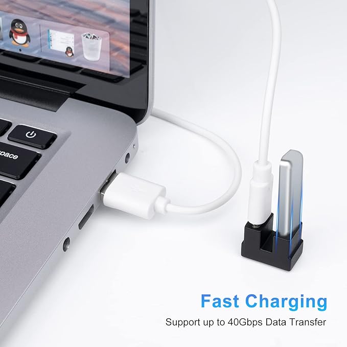 USB C 180 Degree Angled Adapter, U-Shaped USB-C 4.0 Female to Female Adapters, Type C 40Gbps Angled Data Transfer Connector Compatible for Samsung, MacBook and More