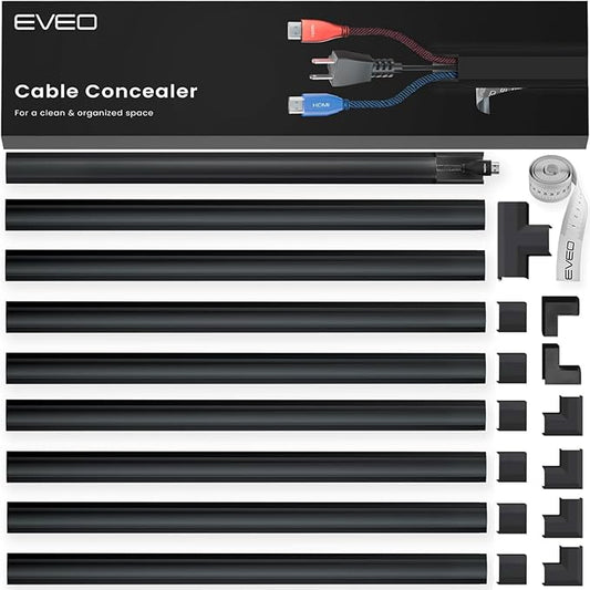 Cord Covers for Wires on Wall - 150in Cable Management Cable Hider - Cord Hiders for TV On Wall - Paintable Cable Concealer - Wire Covers for Cords - 10X (L16 x W0.95 x H0.5) - Medium | Black