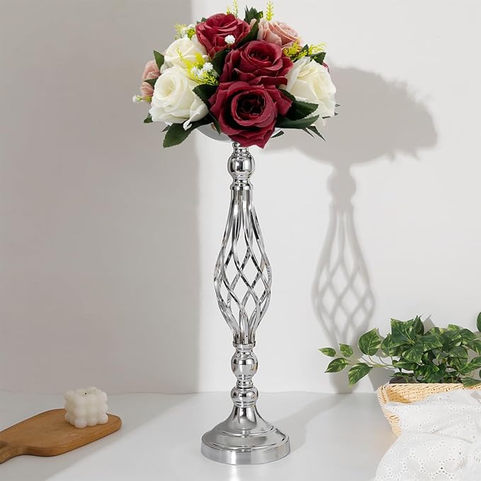 10Pcs Artificial Flower Balls for Centerpieces, Fake Floral Centerpieces Wedding Roses Bouquet for Parties Valentine's Day Wedding and Home Decor (Burgundy & Dusty Rose & White)