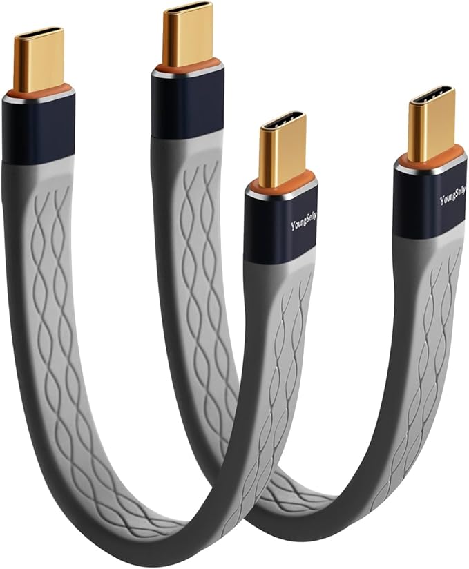 2Pack Male to Male 0.4Ft USB C Flex Adapter, Compatible with Thunderbolt 4/3, USB4/3, Support 240W Fast Charging, 8K Display, 40Gbps Data Transfer.