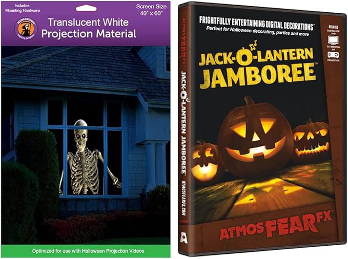 AtmosFearFX Jack-O-Lantern Jamboree Halloween DVD and Reaper Brothers High Resolution Window Projection Screen