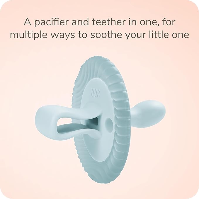 NUK Comfy Duet 100% Silicone Soother 2-in-1 BPA Free Pacifier and Teether
