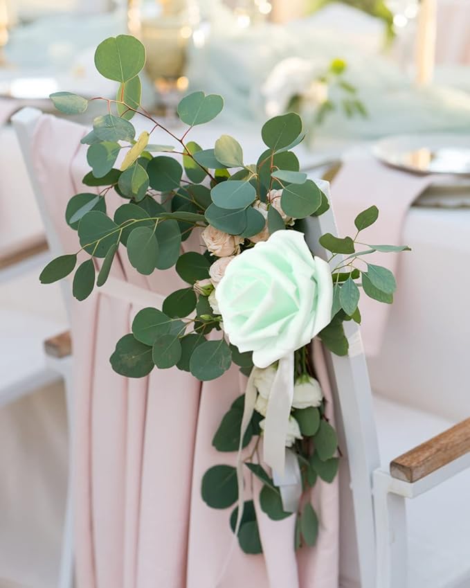 Artificial Flowers Realistic Roses, 25pcs Real Looking Fake Roses with Stem for DIY Wedding Bouquets Centerpieces Bridal Shower Party Home Romantic Decorations (Regular 3" - 25pcs, Light Green)