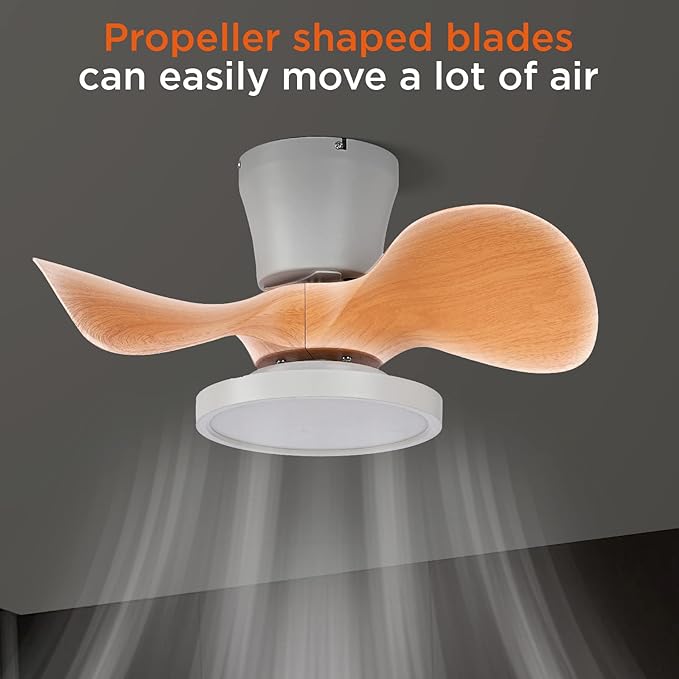 ocioc Quiet Ceiling Fan with LED Light 22 inch Large Air Volume Remote Control for Kitchen Bedroom Dining Room Patio