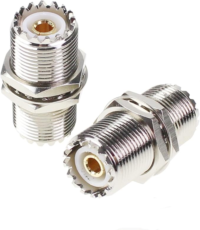 UHF Connector Female Nut Bulkhead Panel Mount to SO239 Jack Coaxial Coax Cable Adapter Plug for PL-259 (Pack 2pcs)