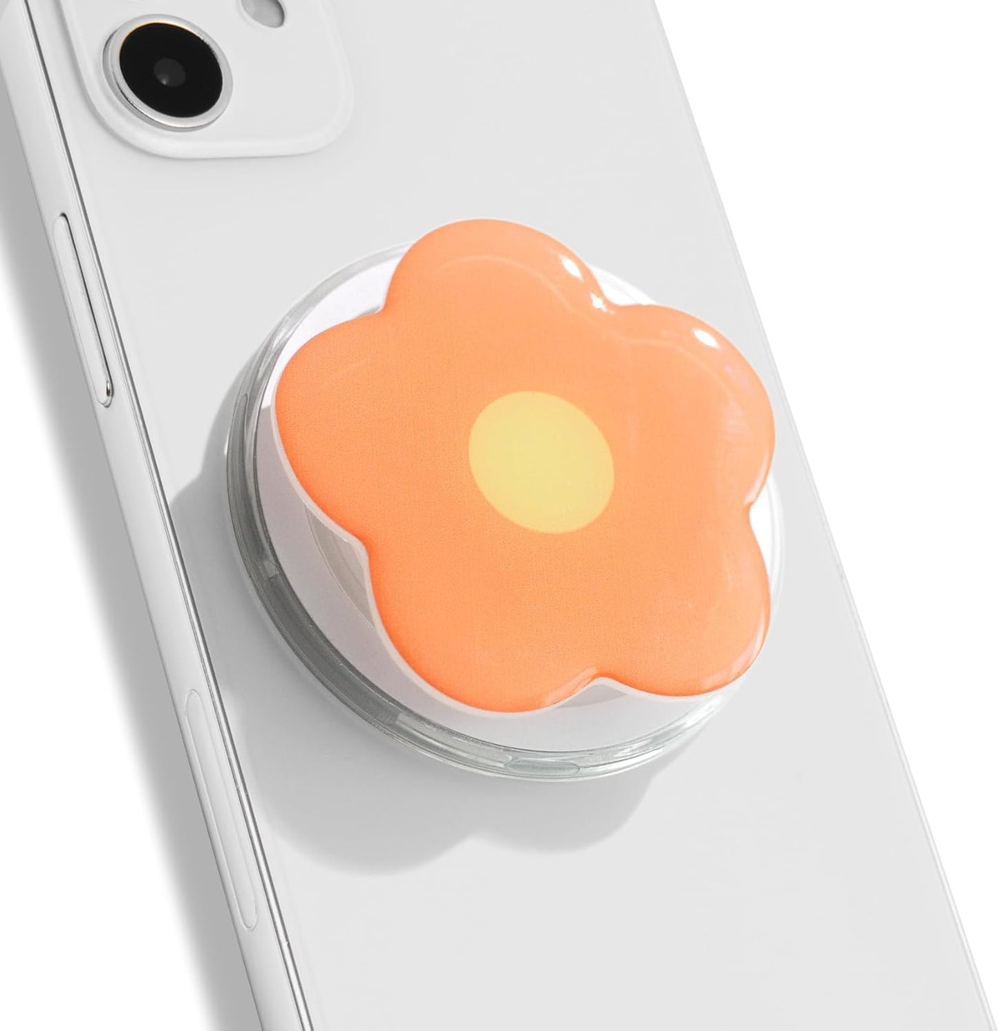 OnTheGrip Magsafe Compatible Mobile Phone Grip Stand Holder, Cute Solid Color Daisy Flower Design, Collapsible Accessory
