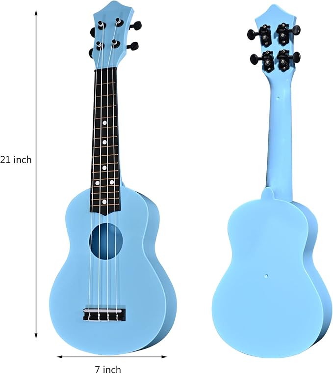 Kids Toy Ukulele 21 inch Soprano Ukelele,Musical Instrument, Ukulele Toy Gift for Children Beginners with Bag Picks Strings (Light blue)