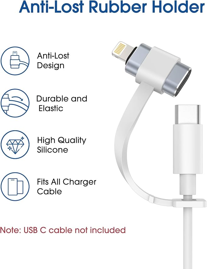 TechMatte Female USB C to Male Lightning Adapter 2 Pack 2.2A Charging Data Transfer, Compatible with iPhone 14, 13, 12, 11 Xs iPad iPod AirPods, Not for Audio Headphones/OTG Firewire Anti-Lost, Grey
