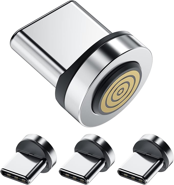 Ankndo Magnetic Connector Tip Heads [4-Pack] USB C Magnetic Adapter Compatible with 7Pin Magnetic Charging Cable 360° Rotating Strong Magnetic Phone Cable Adapter for Type C Device