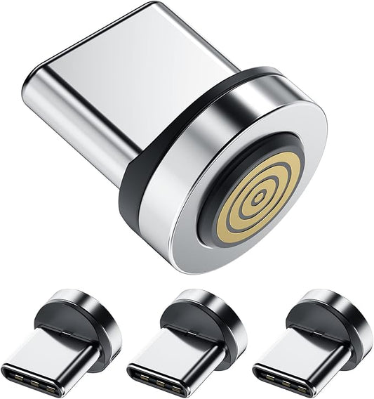 Ankndo Magnetic Connector Tip Heads [4-Pack] USB C Magnetic Adapter Compatible with 7Pin Magnetic Charging Cable 360° Rotating Strong Magnetic Phone Cable Adapter for Type C Device