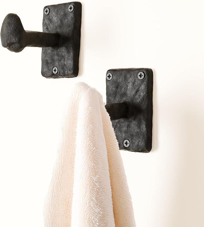 Rustic State Motris Wall Mount Cast Iron Hooks Coat Towel Bag Hat Hanger Multiuse Entryway Railroad Spike Rack Black Set of 2