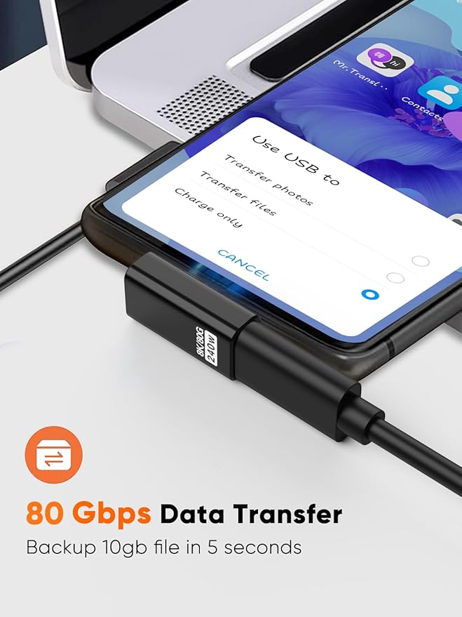 CableCreation 90 Degree USB C Adapter 2 Pack, Right Angle USB C Male to Female Adapter 80Gbps 240W Compatible with Steam Deck, ROG Ally, Switch, Notebook, PC, Tablet, Phone and More, Middle Angle