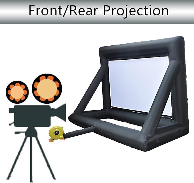 16ft Inflatable Projector Screen, Outdoor Projector Screen, Front/Rear Projection, Including Blower, Pedestal, Straps and Storage Bag