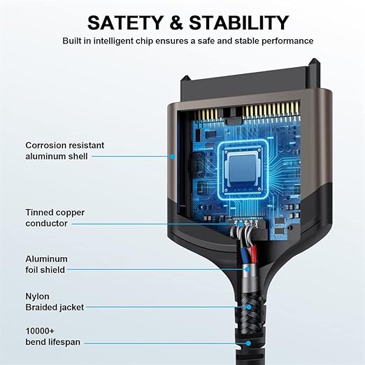 NFHK 5Gbps USB-C Type-C to SATA 22 Pin Adapter Cable for 2.5" Hard Disk Driver SSD Laptop
