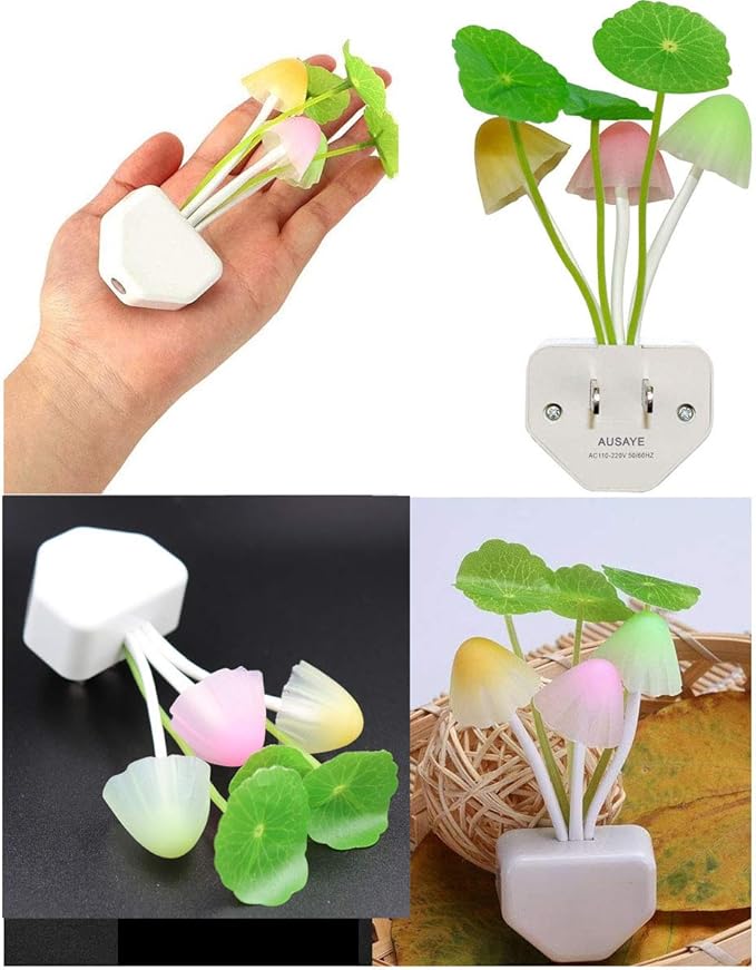 AUSAYE Plug in Night Light, Lotus Leaf Style Mushroom Light LED Nightlights for Kids, Adults, Bedroom, Bathroom,Hallway, Stairs, Kitchen Pack of 6