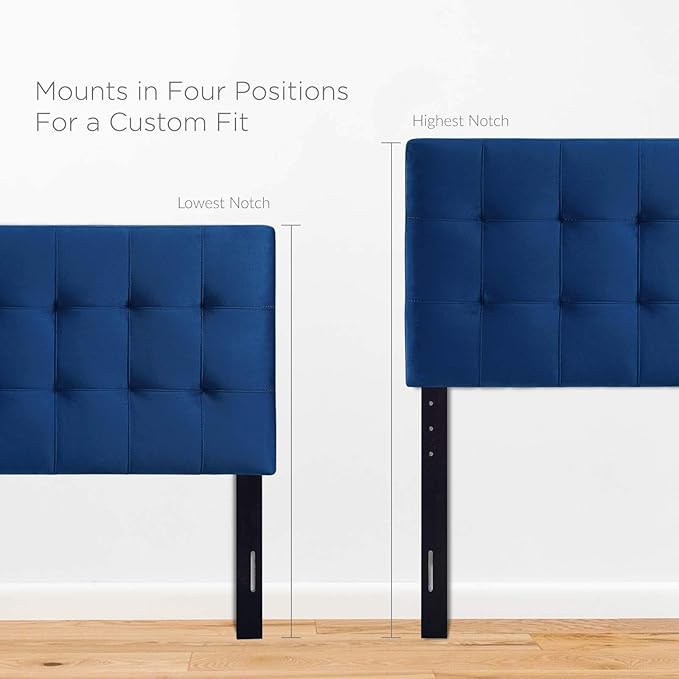 Modway Lily Biscuit Tufted Twin Performance Velvet Headboard, Navy