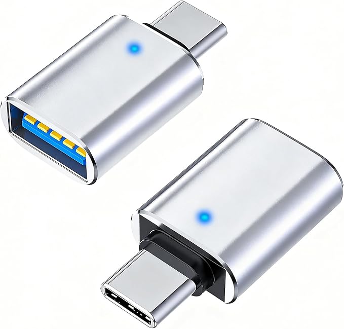 USB C Male to USB 3.0 Female Adapter, USB-C to USB-A [2-Pack] Adapter for Charging, 5Gbps Data Transfer and OTG - Silver