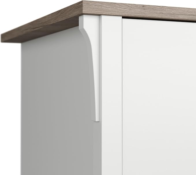 Bush Furniture Salinas Accent Storage Cabinet with Doors in Pure White and Shiplap Gray