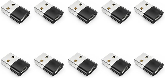 USB to USB C Adapter 10 Pack, Type C Female to A Male Charger Cable Converter for iPhone 15 14 13 12 Pro Max Plus, Apple Watch Ultra iWatch 9 8 7, MacBook Pro, iPad 10 9,Samsung Galaxy S20-23 and More