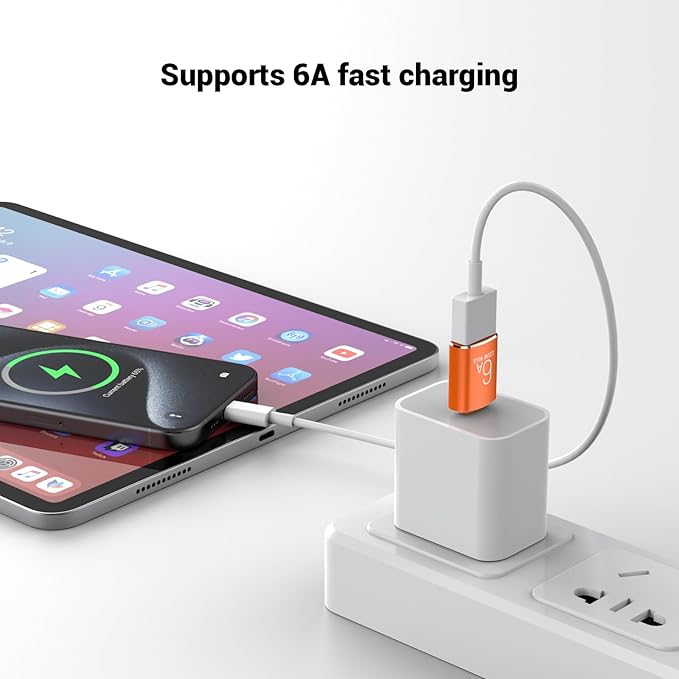 Pastall 10 Pack 10Gbps/120W USB C to USB3.1 Adapter, Orange Type C Male to USB Female Adapter for Smartphone, PC, Laptop, Tablet, Keyboard etc.